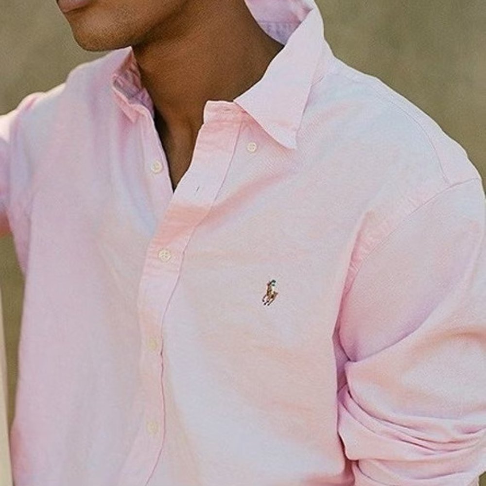 Ralph lauren Custom Fit Dress Shirt Pink Polo XL 17